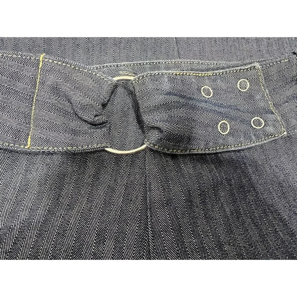 Vintage 90s Y2K Women Denim Pants Set Jacket Pants Belt Flared Wide Leg 4X‎